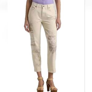 Lauren Ralph Lauren Women Jeans Size 20W Print Relaxed Tapered Ankle New